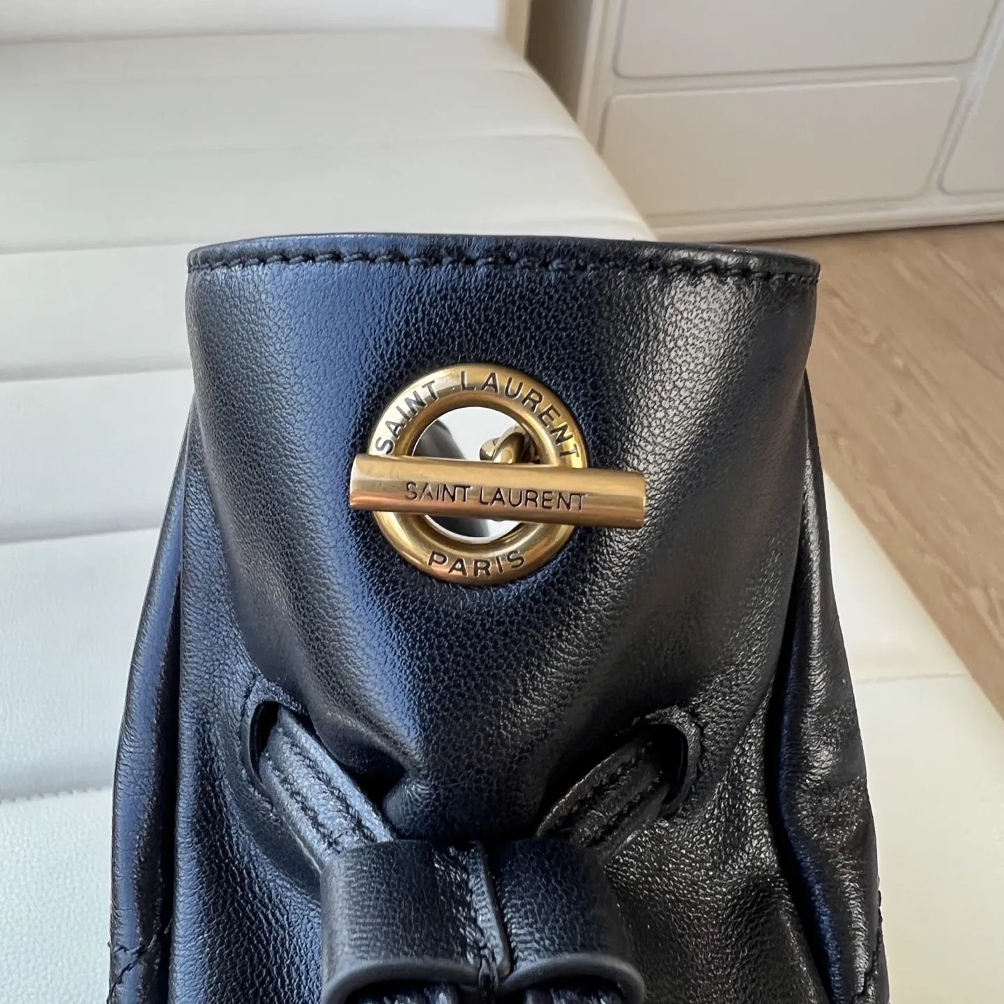 YSL 1:1 premium June Hobo bag in black quilted lambskin featuring gold-tone pivoting monogram closure and chain shoulder strap - xiashuluxe