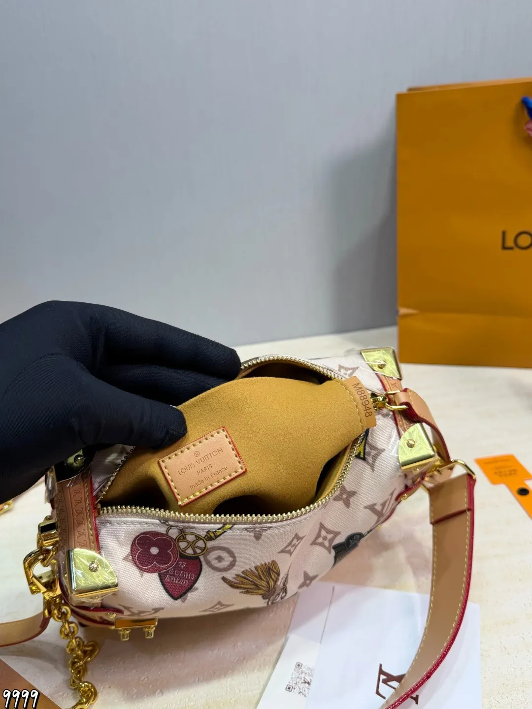 LV 1:1 premium Side Trunk PM bag in Monogram Reverse canvas with gold-tone S-lock and leather handle - xiashuluxe