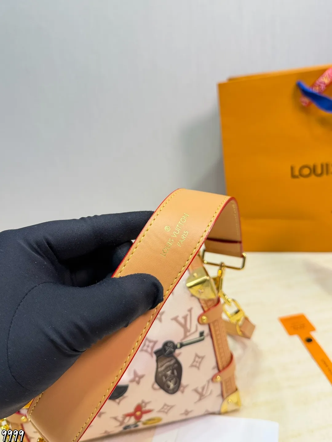 LV 1:1 premium Side Trunk PM bag in Monogram Reverse canvas with gold-tone S-lock and leather handle - xiashuluxe