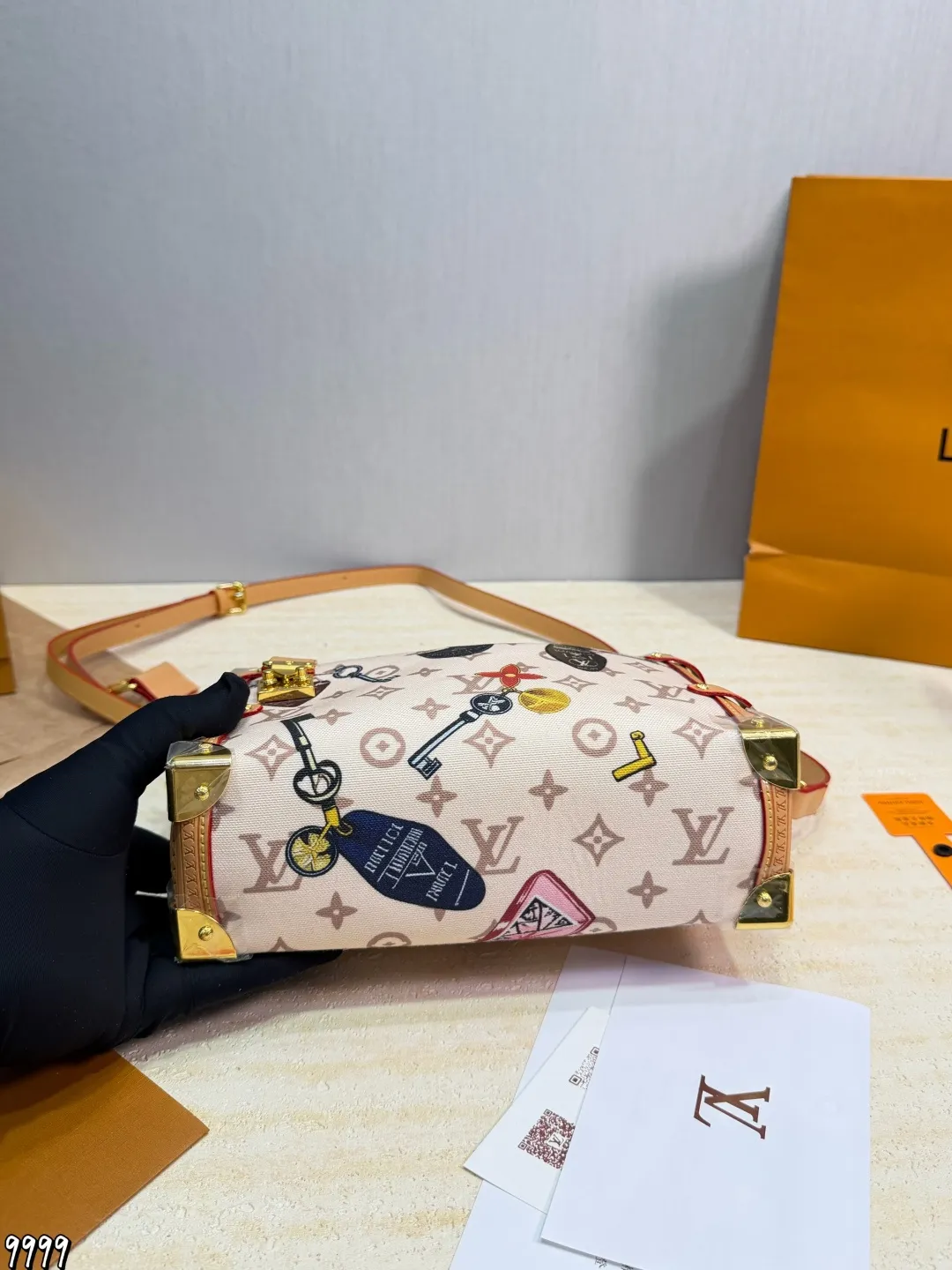 LV 1:1 premium Side Trunk PM bag in Monogram Reverse canvas with gold-tone S-lock and leather handle - xiashuluxe