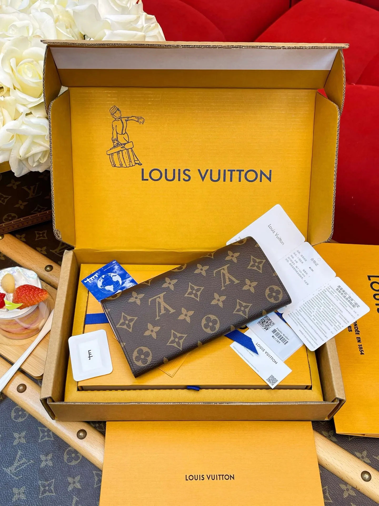 Inside view of LV Adele long wallet M61289 with multiple card slots