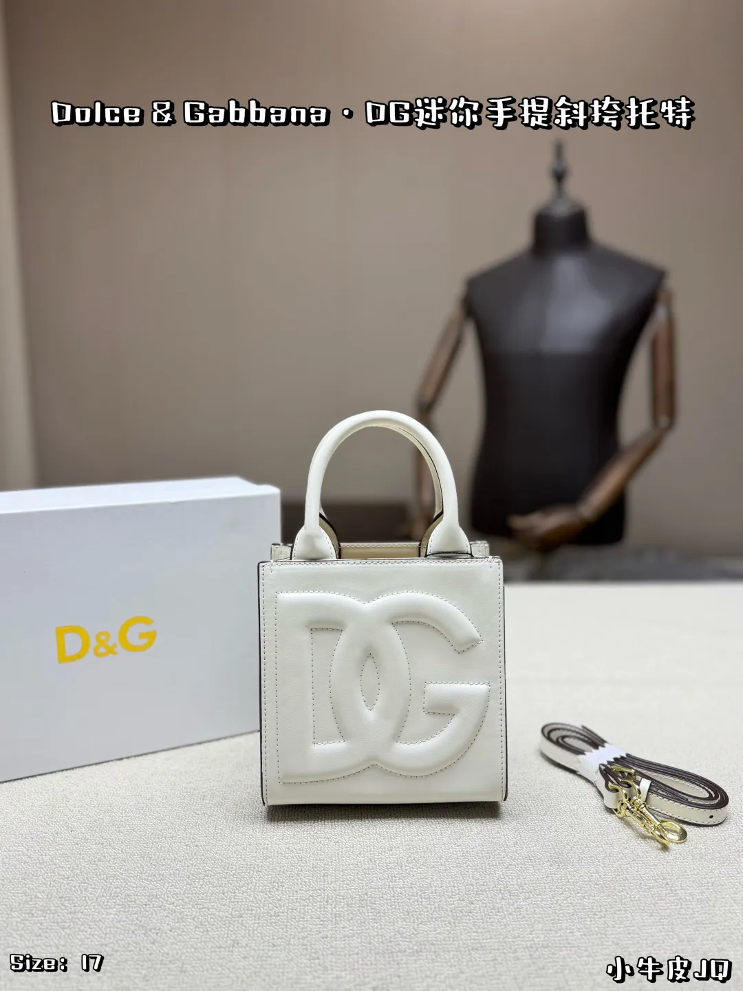 Dolce & Gabbana DG Logo Mini Tote White Calfskin