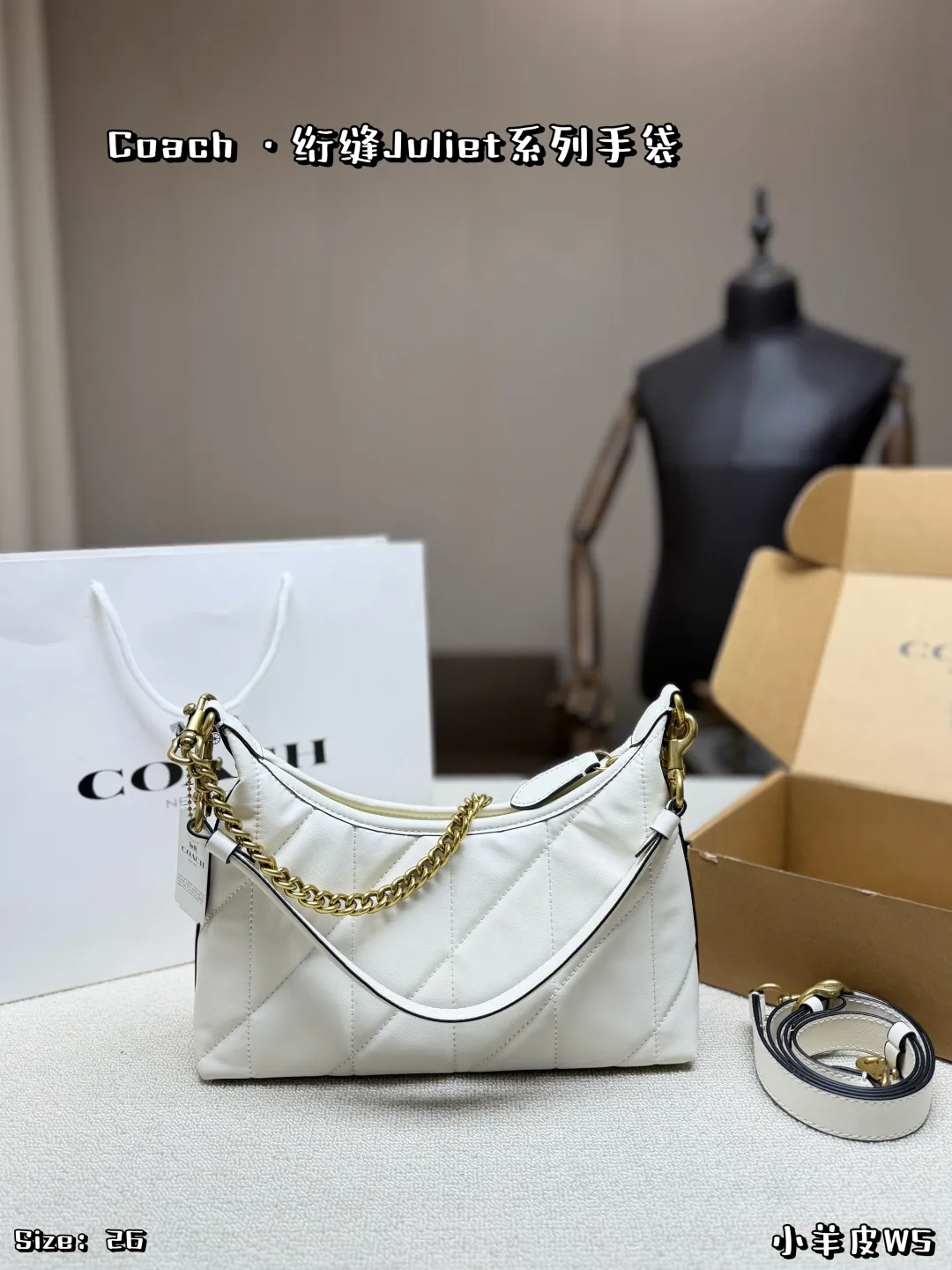 Coach Quilted Juliet 25 Bag Gold-Tone Hardware Detail