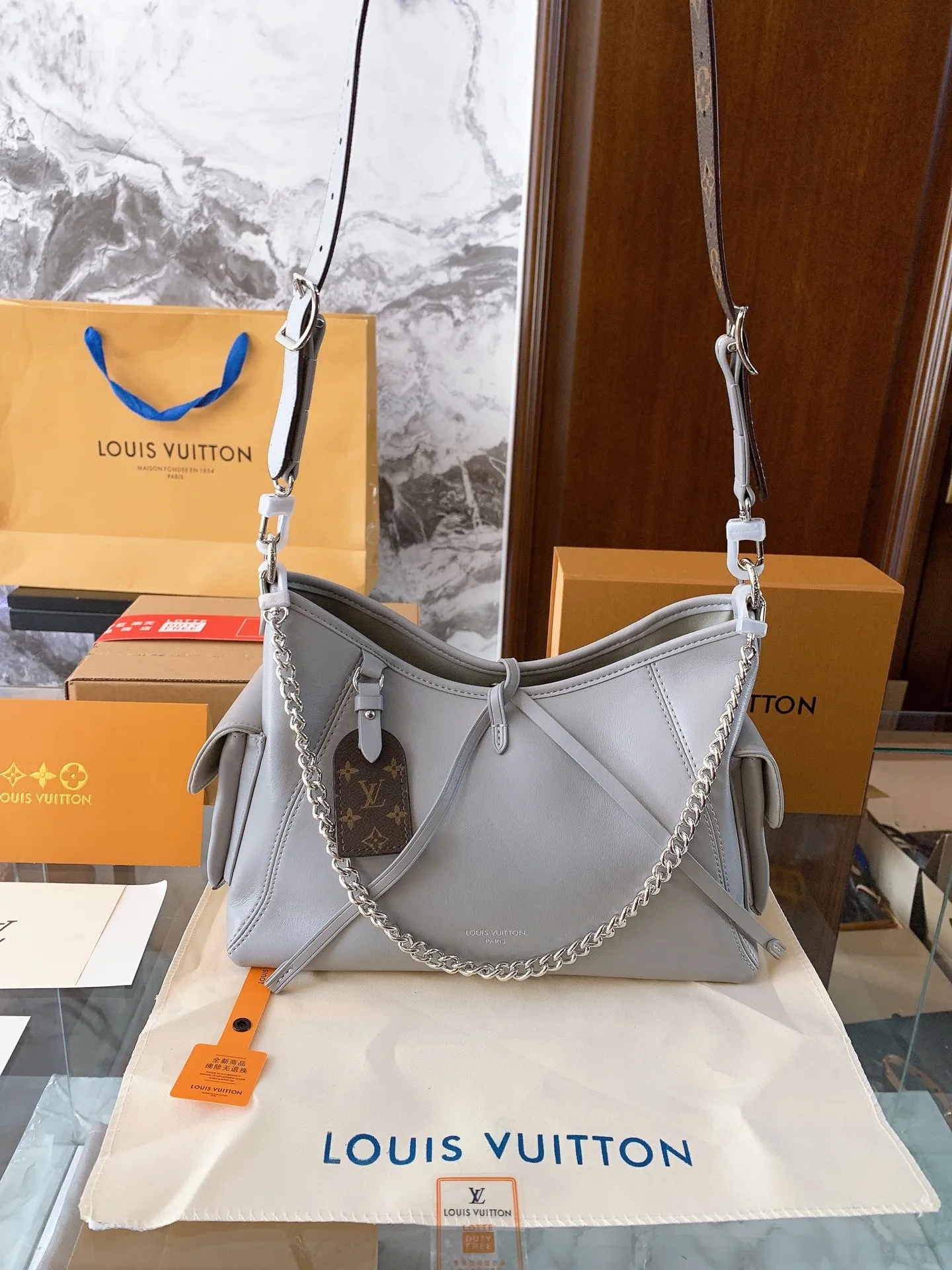 LV Shark Grey Large Handbag 41x15x28 1:1 UK London