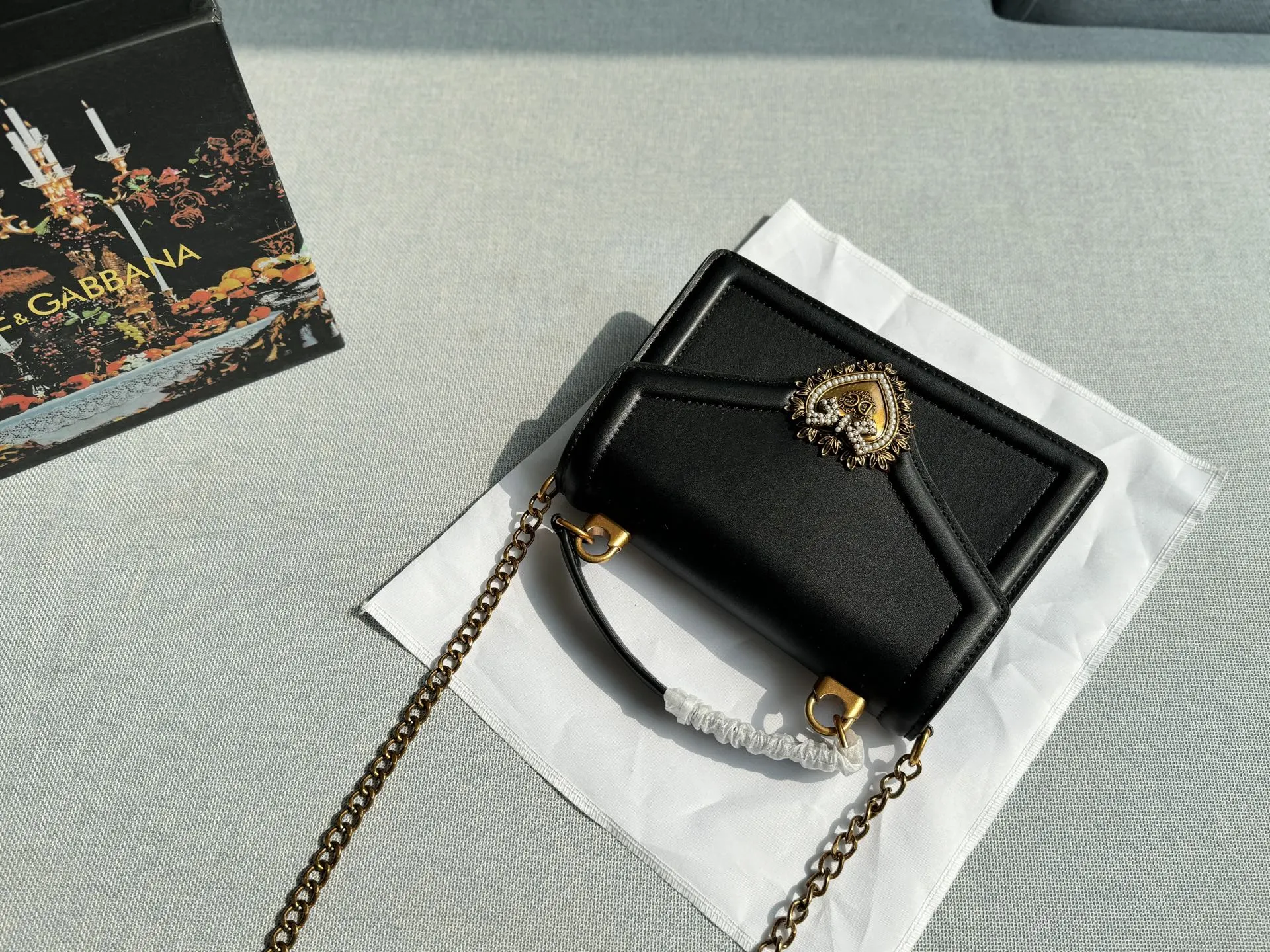 Black Leather Devotion Bag D&G Elite Collection - xiashuluxe