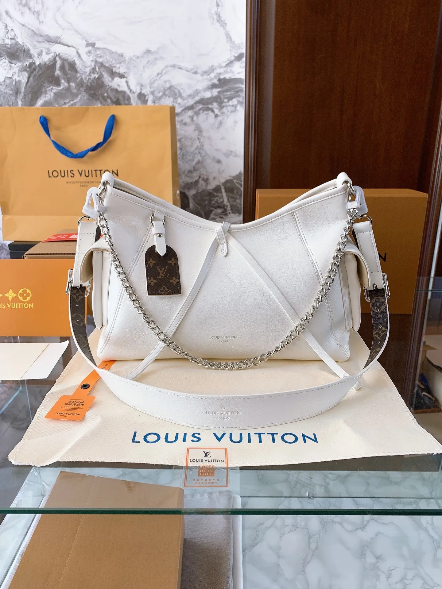 LV CarryAll Dark Medium White Bag UK Stock 1:1