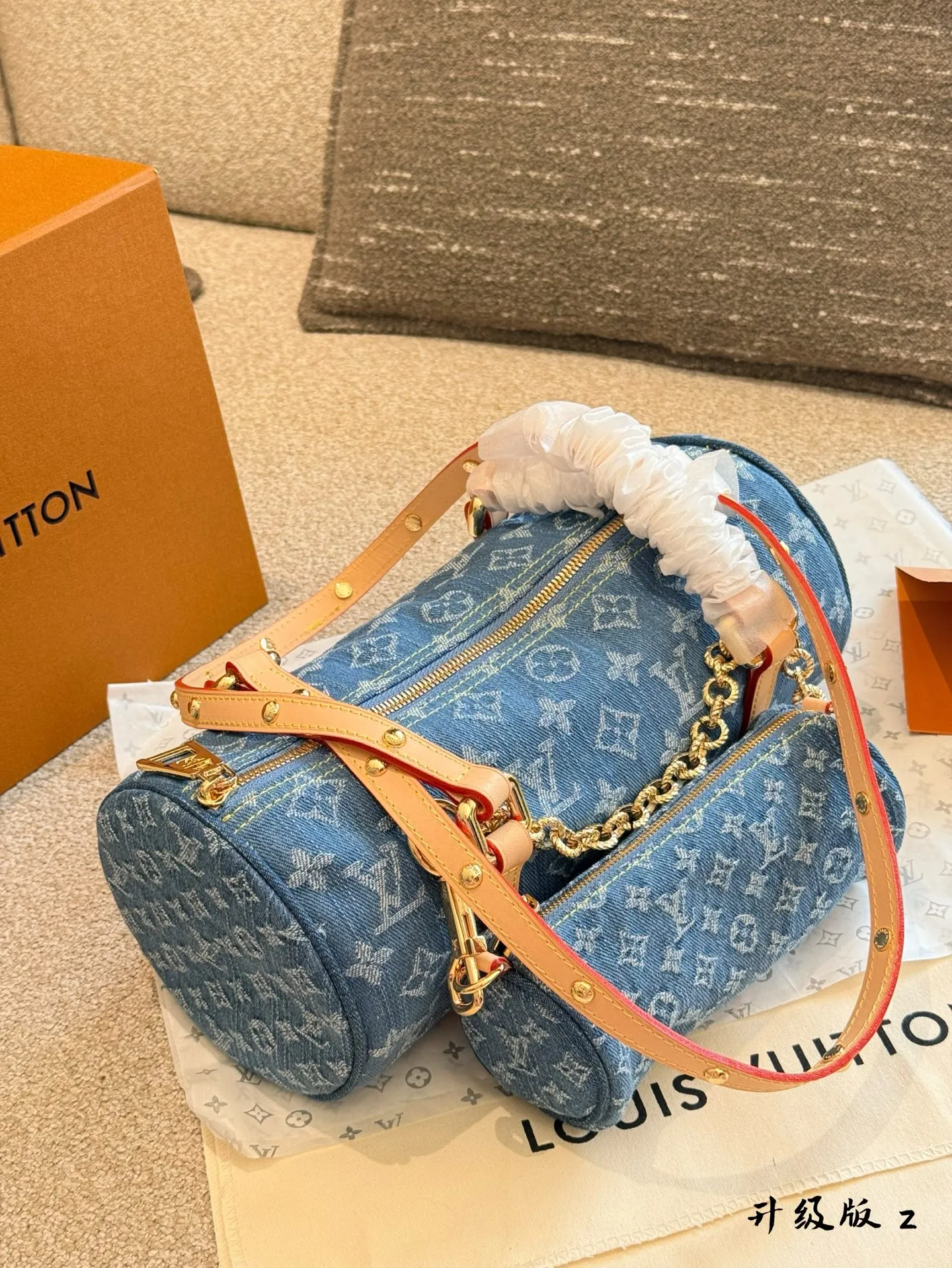 LV Denim Collection Papillon Shoulder Bag