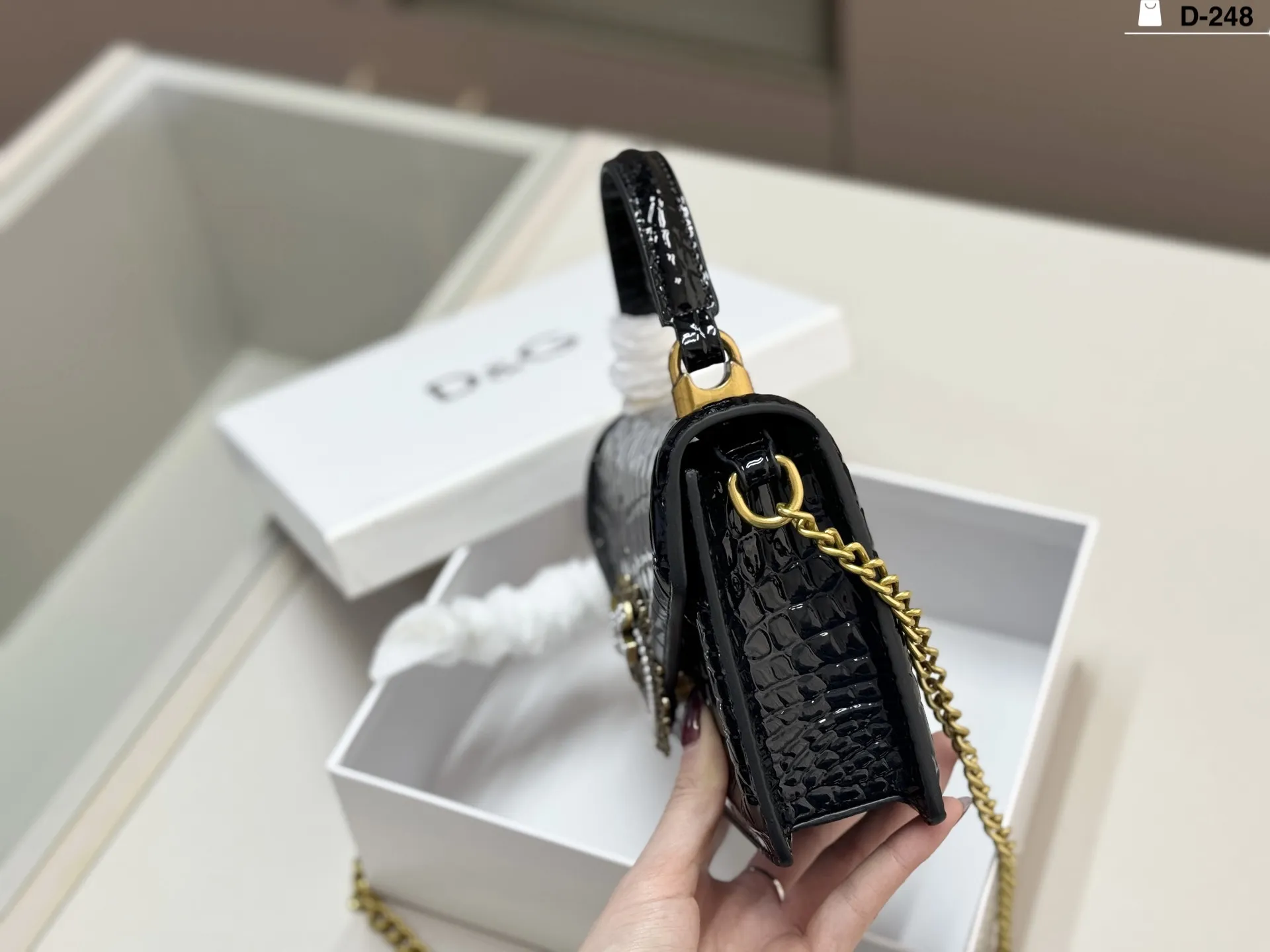 Premium D&G Messenger Bag Black Original-Grade Leather