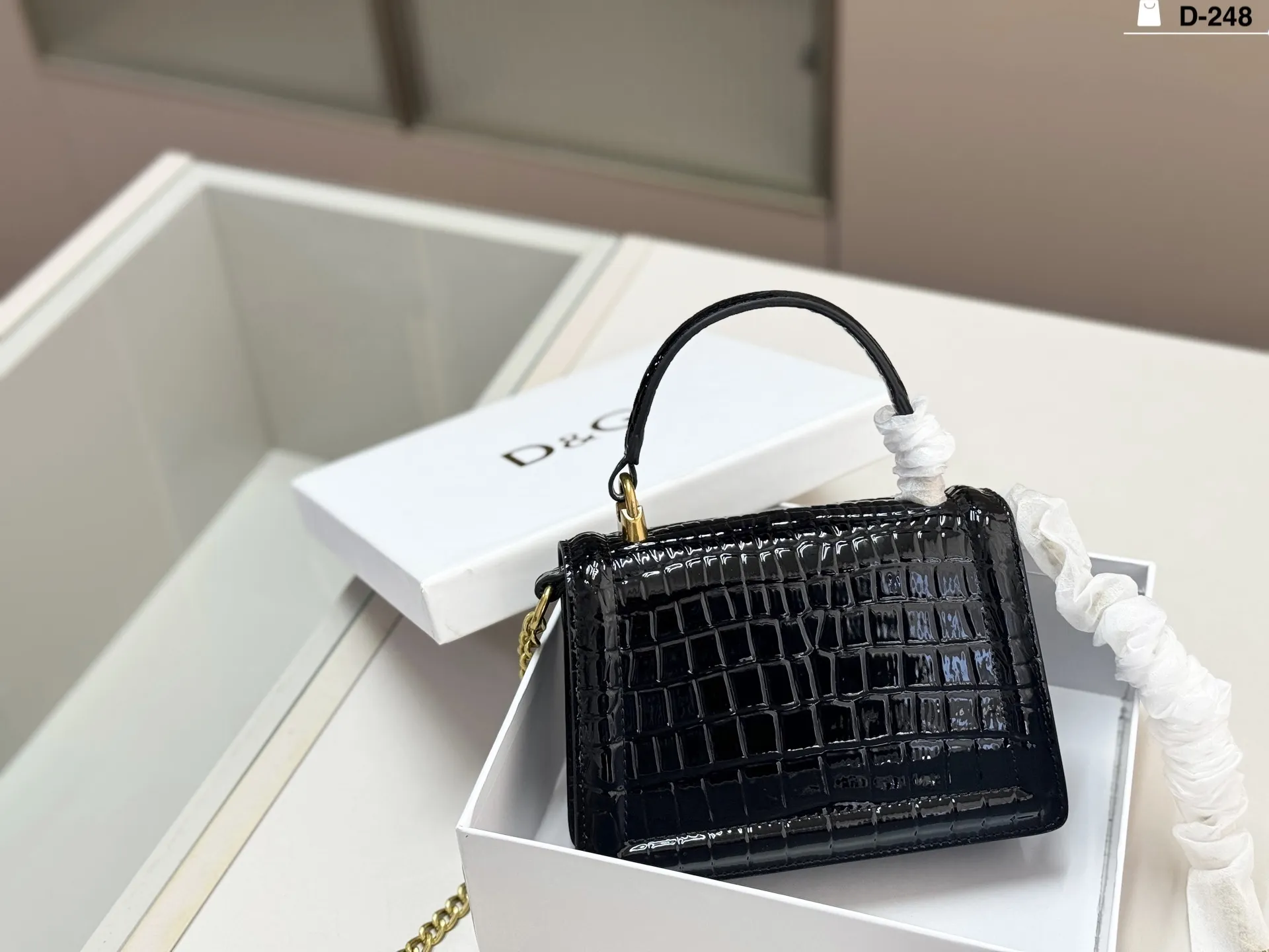 Luxury Black Leather D&G Bag HD Quality Check Photos