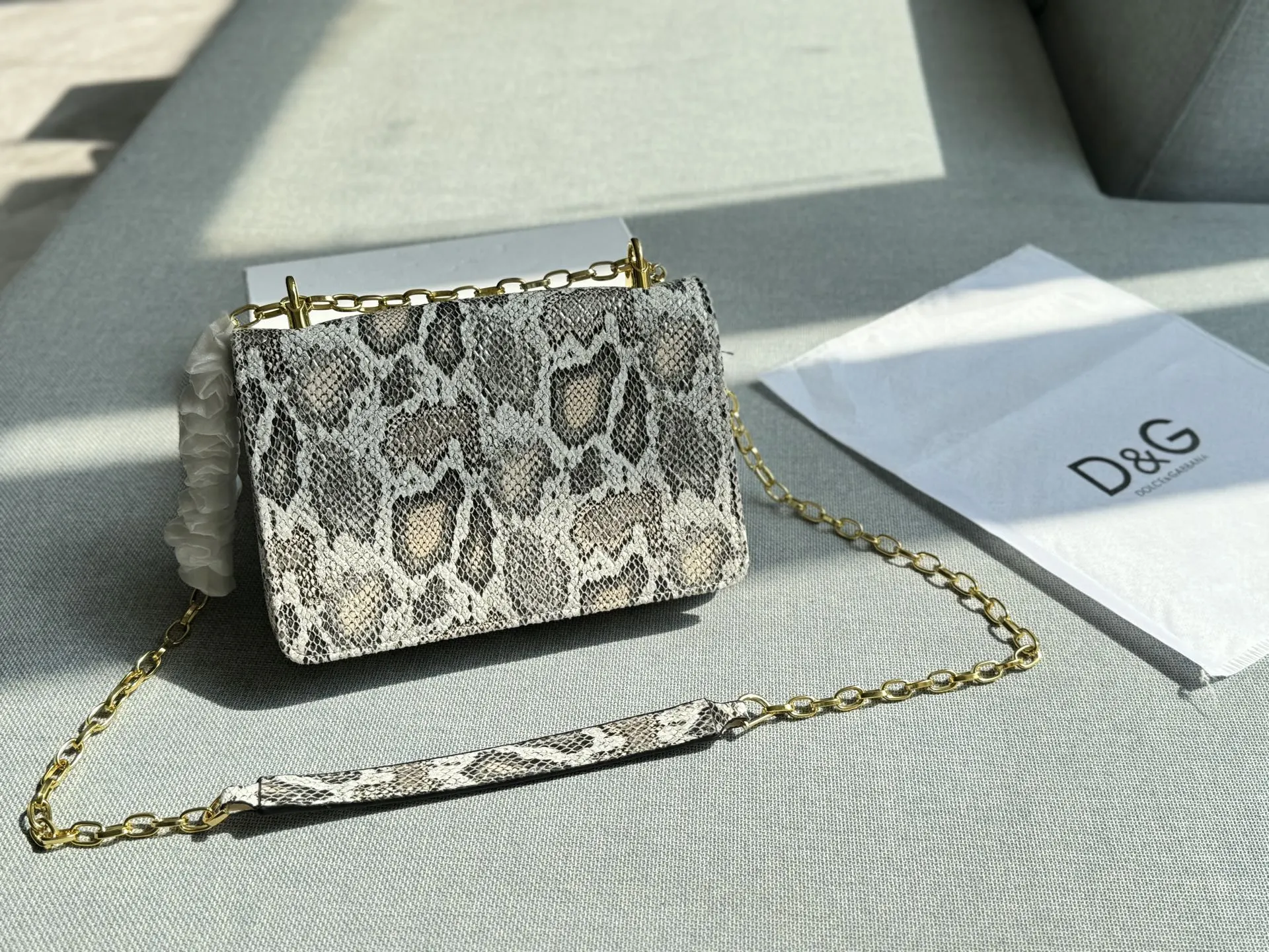 Dolce & Gabbana Bag with Baroque Gold Hardware and Chain Strap