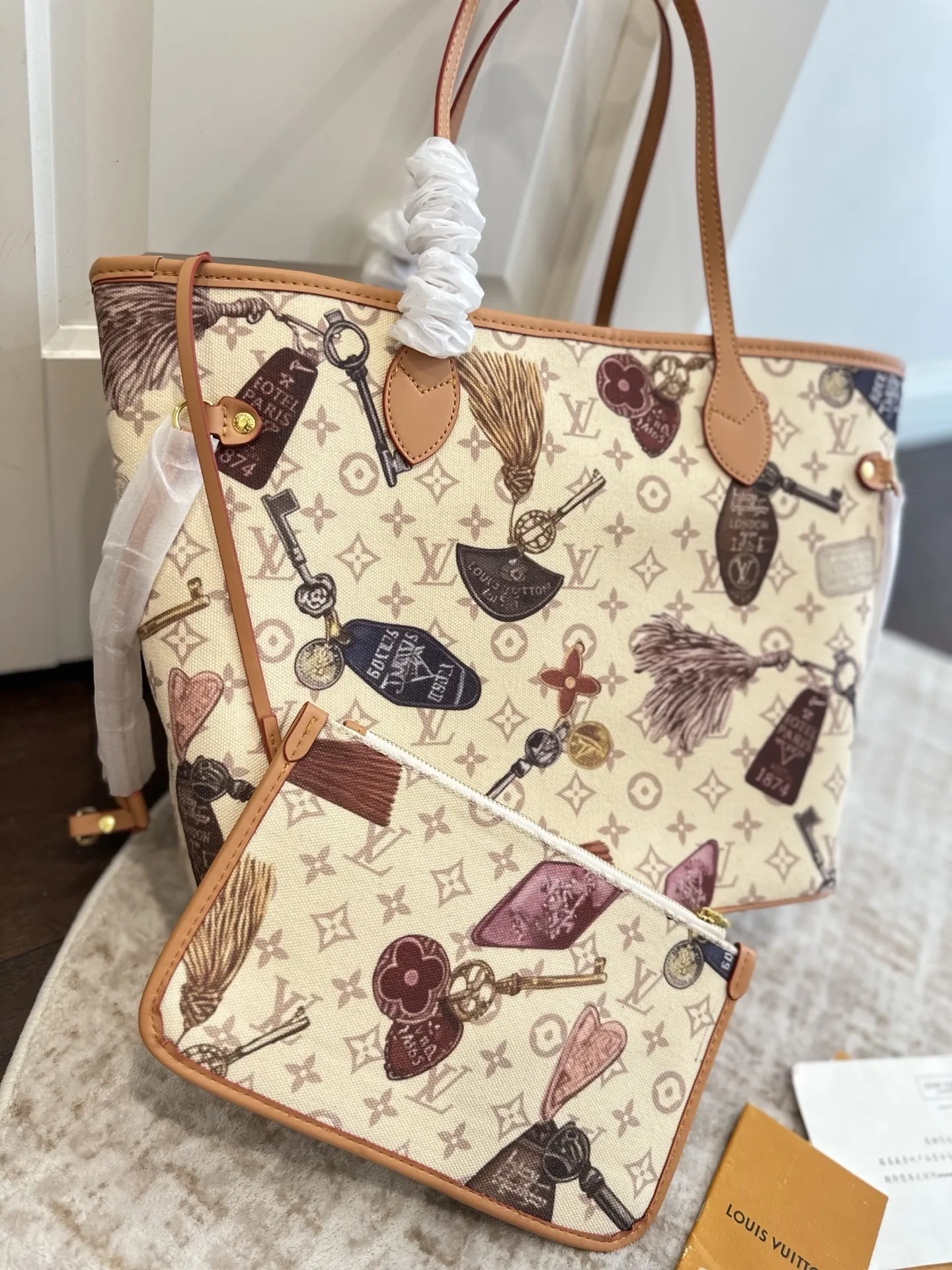 Classic Monogram LV Flight Mode Tote with Removable Pouch