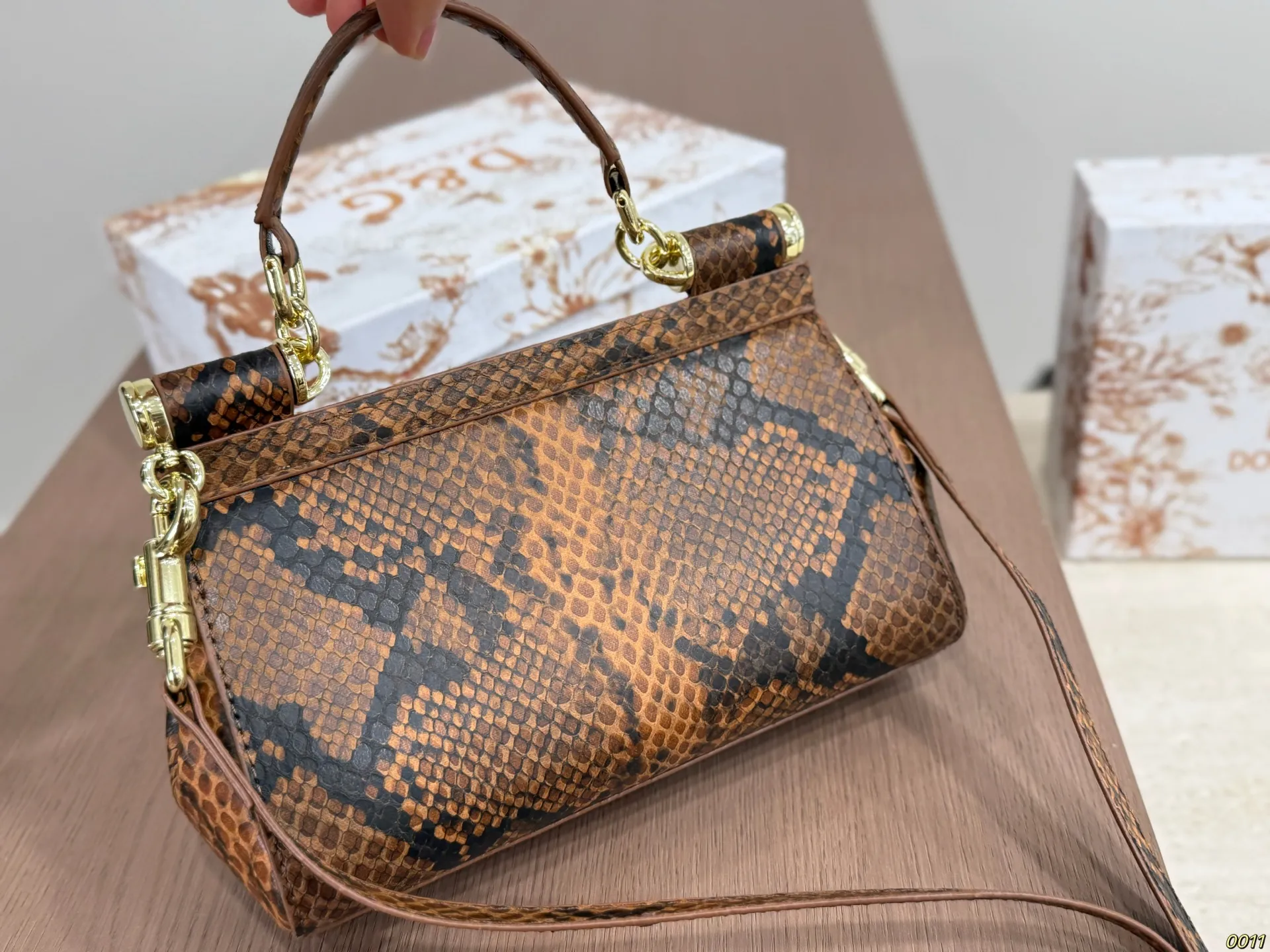 D&G Sicily Bag Brown Python Leather Retail Box and Dust Bag