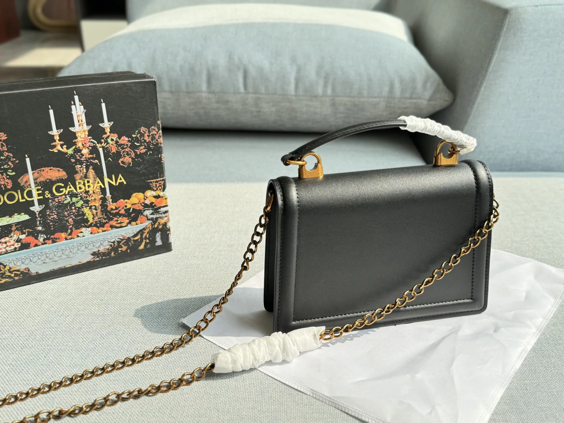 D&G Devotion Crossbody Bag Gold-Tone Sacred Heart Detail