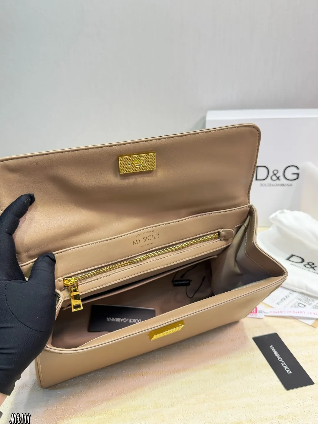 Premium D&G Sicily Bag Medium Size Black Gold Hardware