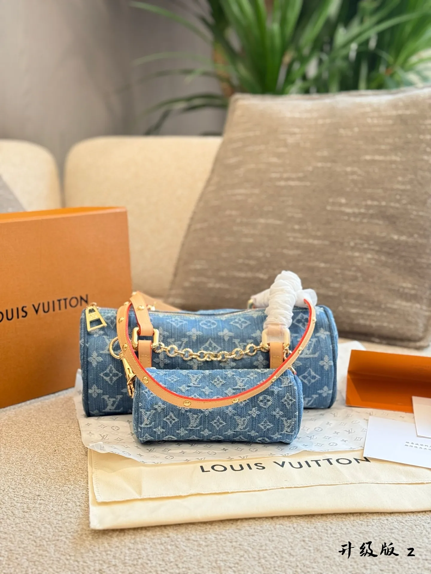 LV Denim Papillon Cylindrical Bag Europe Shipping