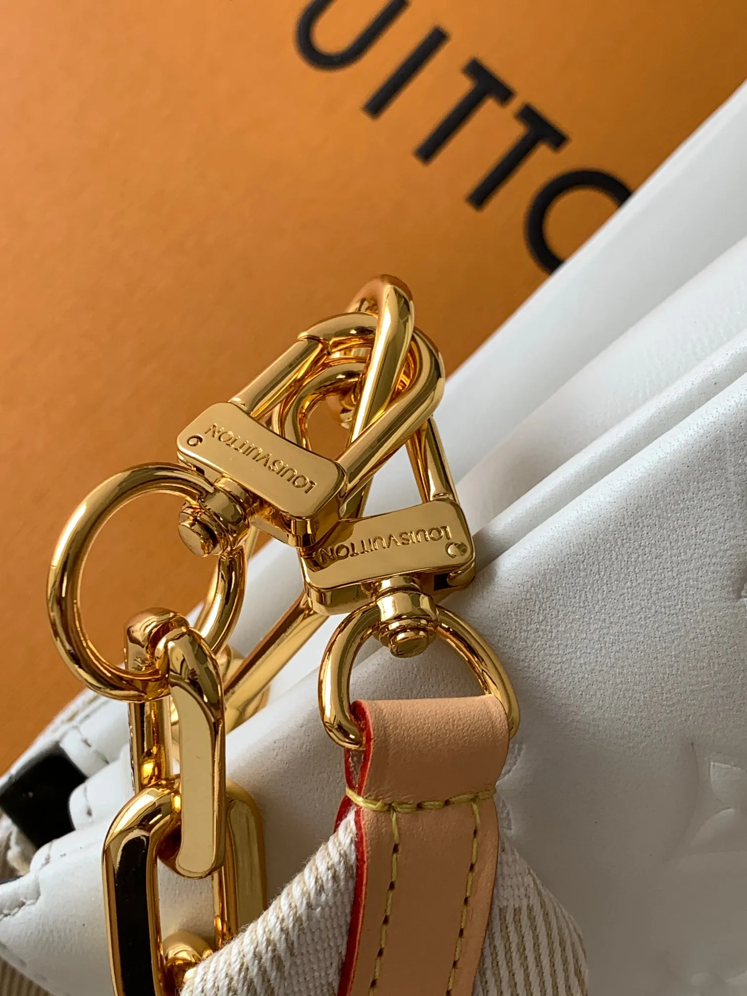 White Monogram Puffy Leather Bag HD QC Europe