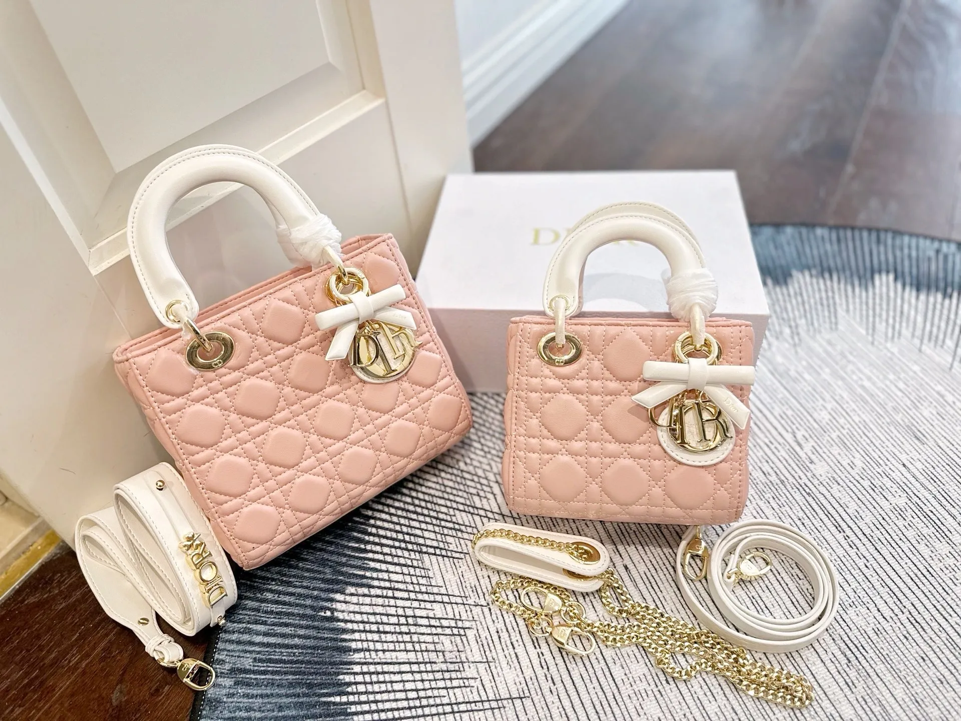 Premium Lady Dior Style Bag - Lambskin Bow Edition - Medium Size 20cm