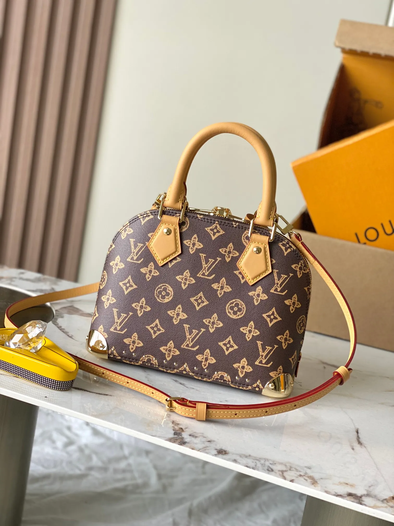 Alma Trunk BB M28105 Detailed Texture - Imported Original Fabric - European Boutique Quality
