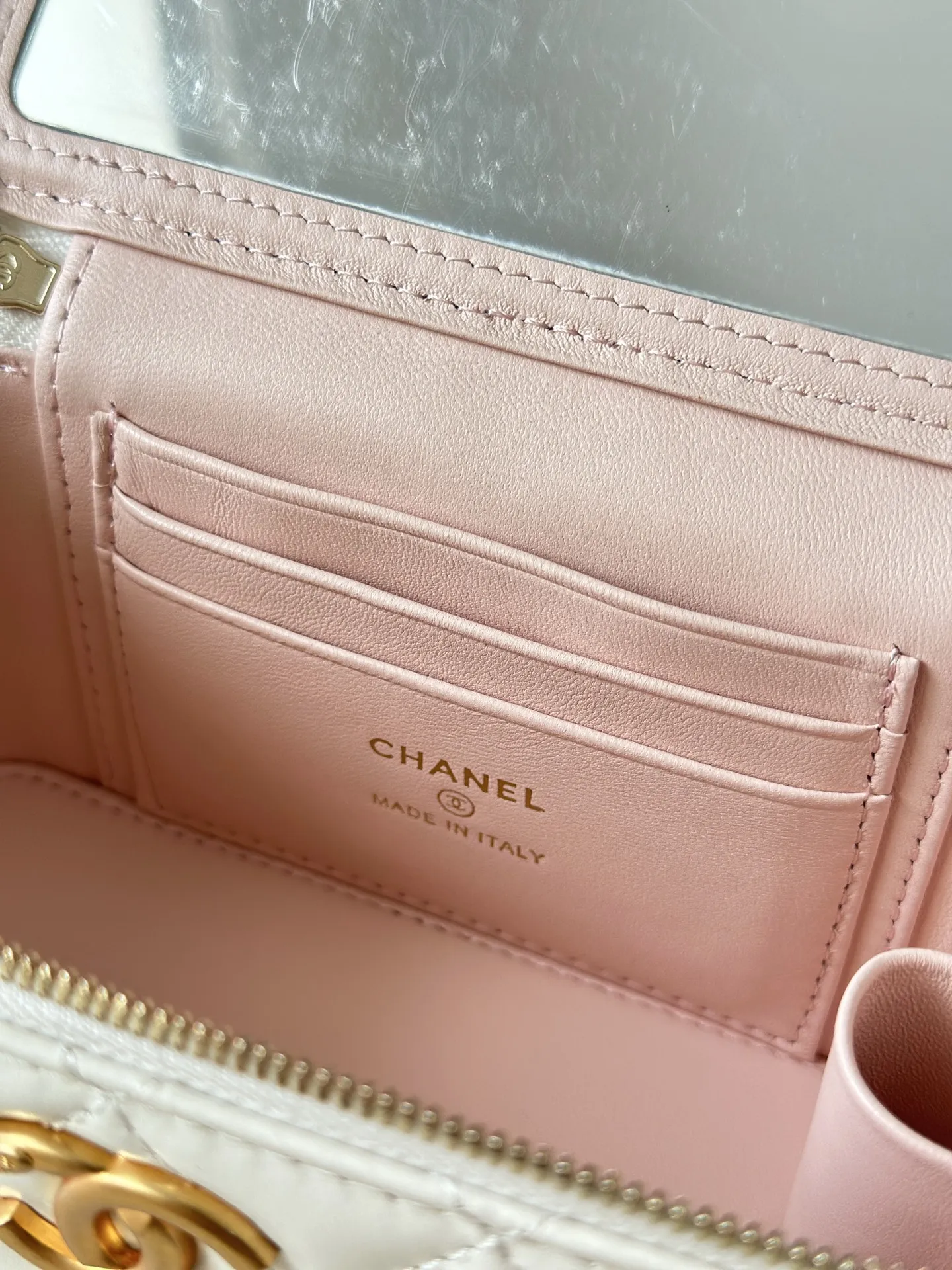 Chanel 26C White Vanity Case Side Profile - Premium Structured Handbag Europe