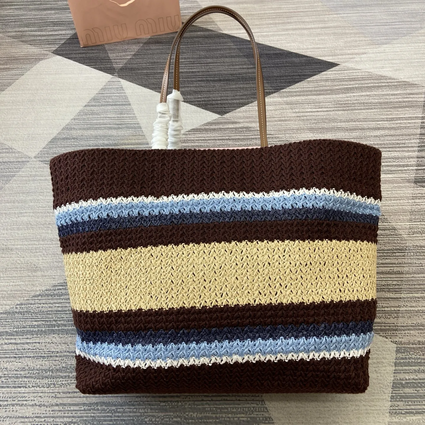 Miu Miu 5BG228 raffia embroidered tote, authentic style summer holiday bag, premium quality handbag, xiashuluxe