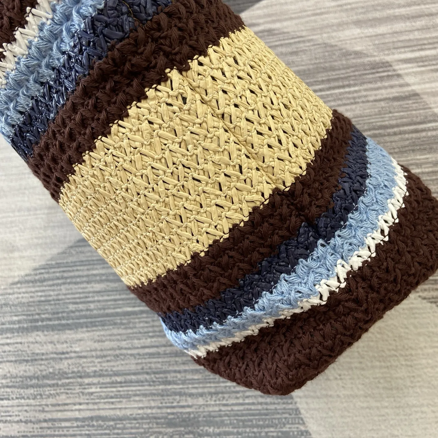 Brown raffia knit tote bag, stylish Miu Miu inspired summer handbag, high-end fashion accessory, xiashuluxe