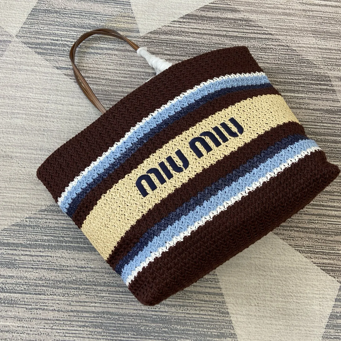 Designer summer raffia beach bag, Miu Miu aesthetic woven tote, high-quality material, xiashuluxe store