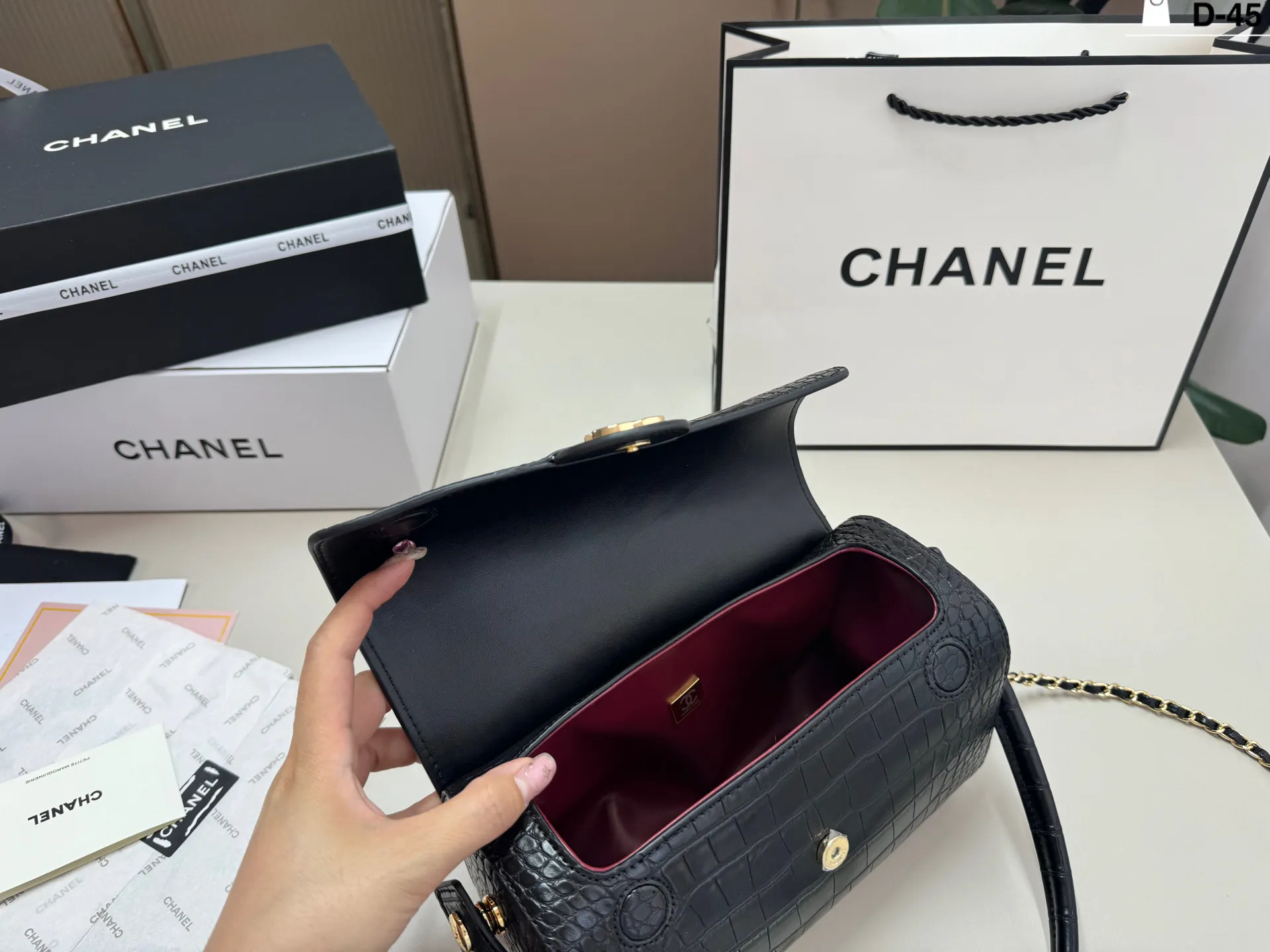 💰p155 D-45尺寸23×13折叠盒 香奈儿26a手柄保龄球包 高级感满满 Chanel圆筒包复古千金氛围感 氛围感直接拉满
