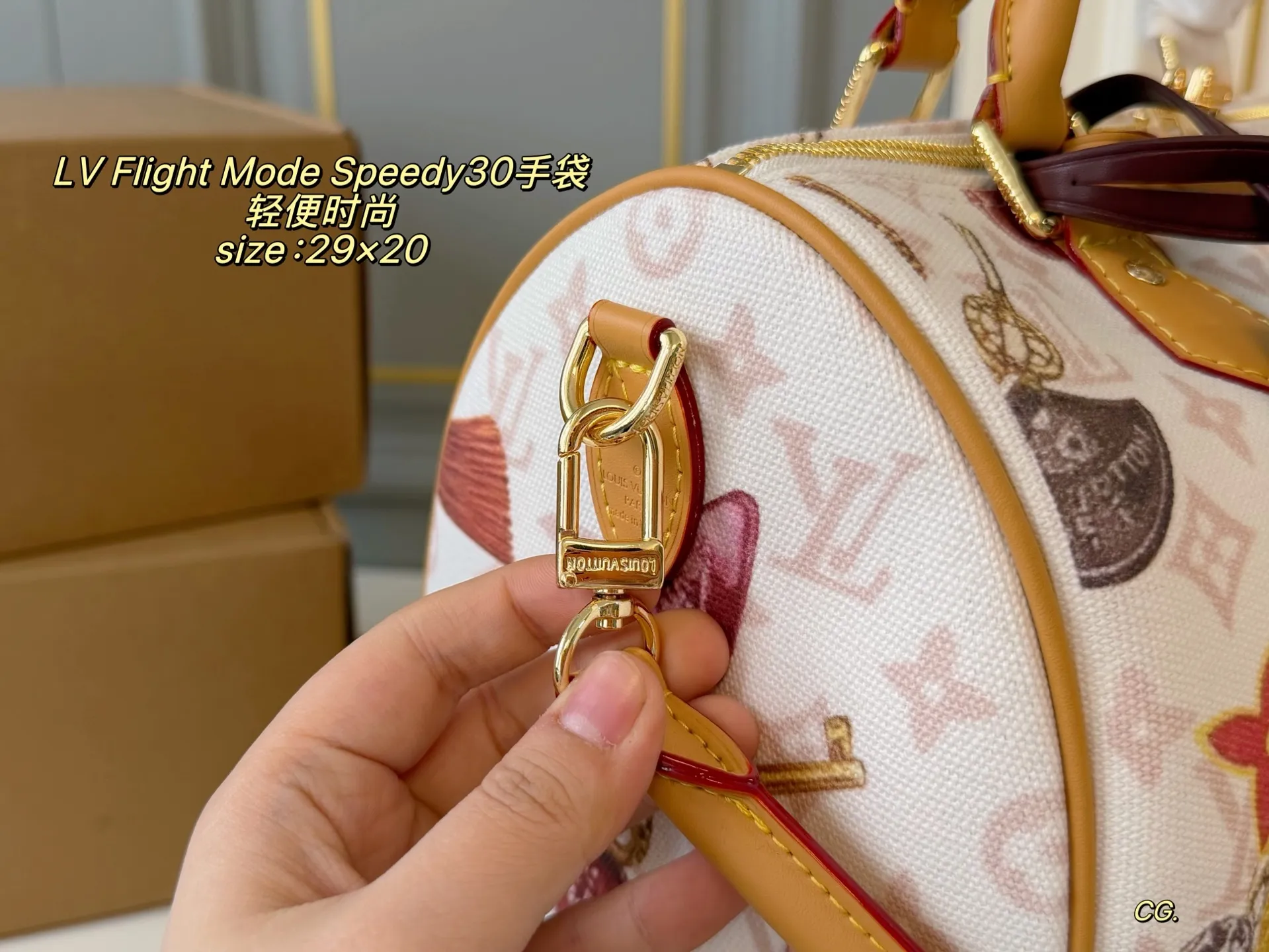 P175 （无盒） size:29&times;20 LV路易威登Flight Mode Speedy 30手袋枕头包💕 轻便耐用。包身印有钥匙、行李牌等旅行元素，灵感满满。容量适中，通勤或短途旅行都很OK！ 肩带🉑手提🉑斜挎，随心切换，实用又时髦✨