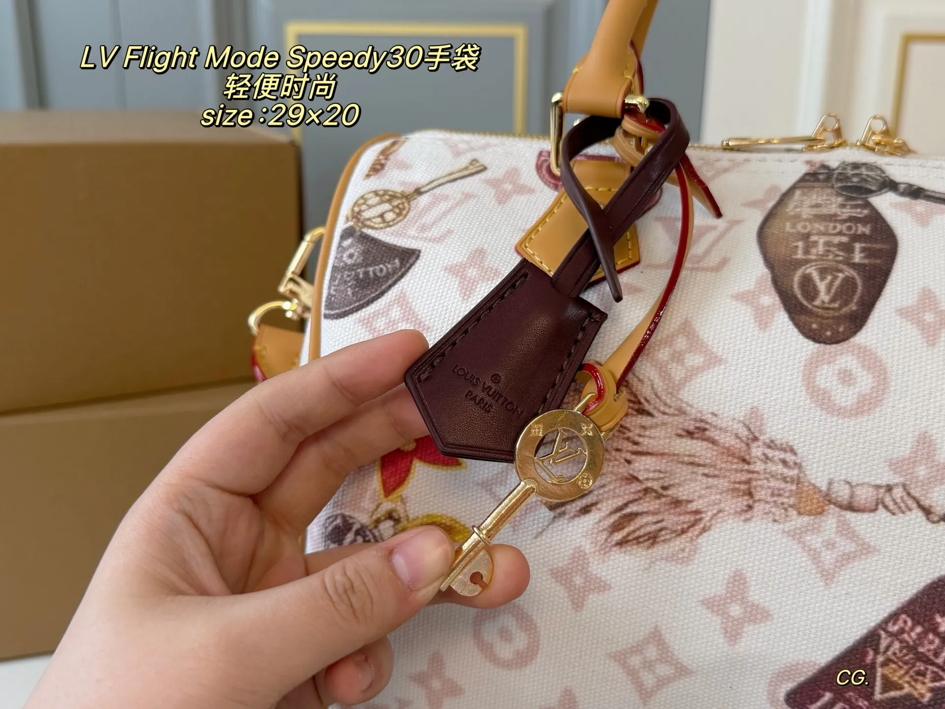 P175 (无盒) size:29×20 LV路易威登Flight Mode Speedy 30手袋枕头包💕 轻便耐用。包身印有钥匙、行李牌等旅行元素,灵感满满。容量适中,通勤或短途旅行都很OK! 肩带🉑手提🉑斜挎,随心切换,实用又时髦✨