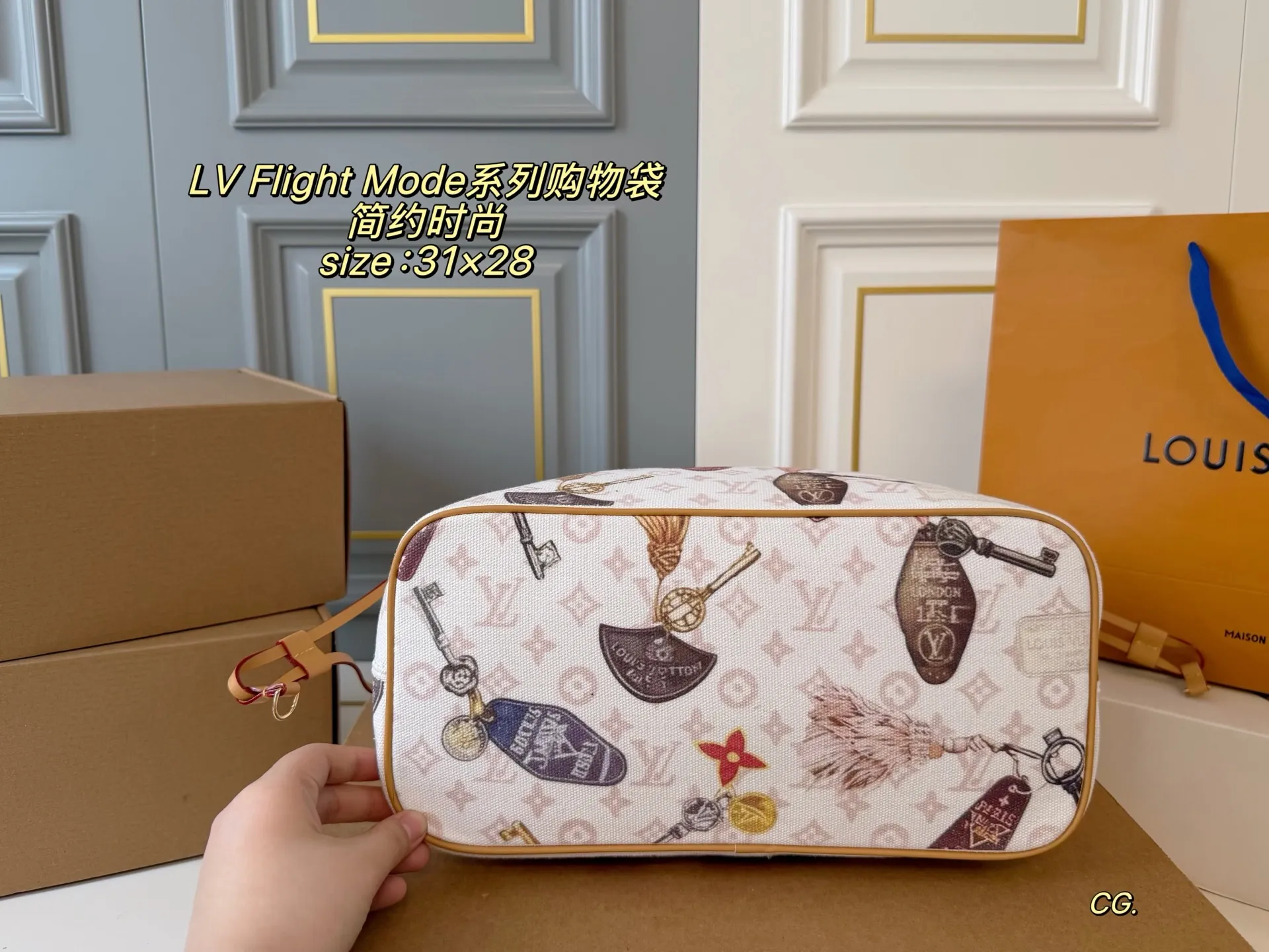 P165(无盒) size:31×28 LV路易威登新款Flignt Mode系列沙色印花neverfull子母购物袋🛍️ 经典包款,简约却不失时尚~ 一包多用,内里容量足💯 时尚大气,万年街拍神器‼️