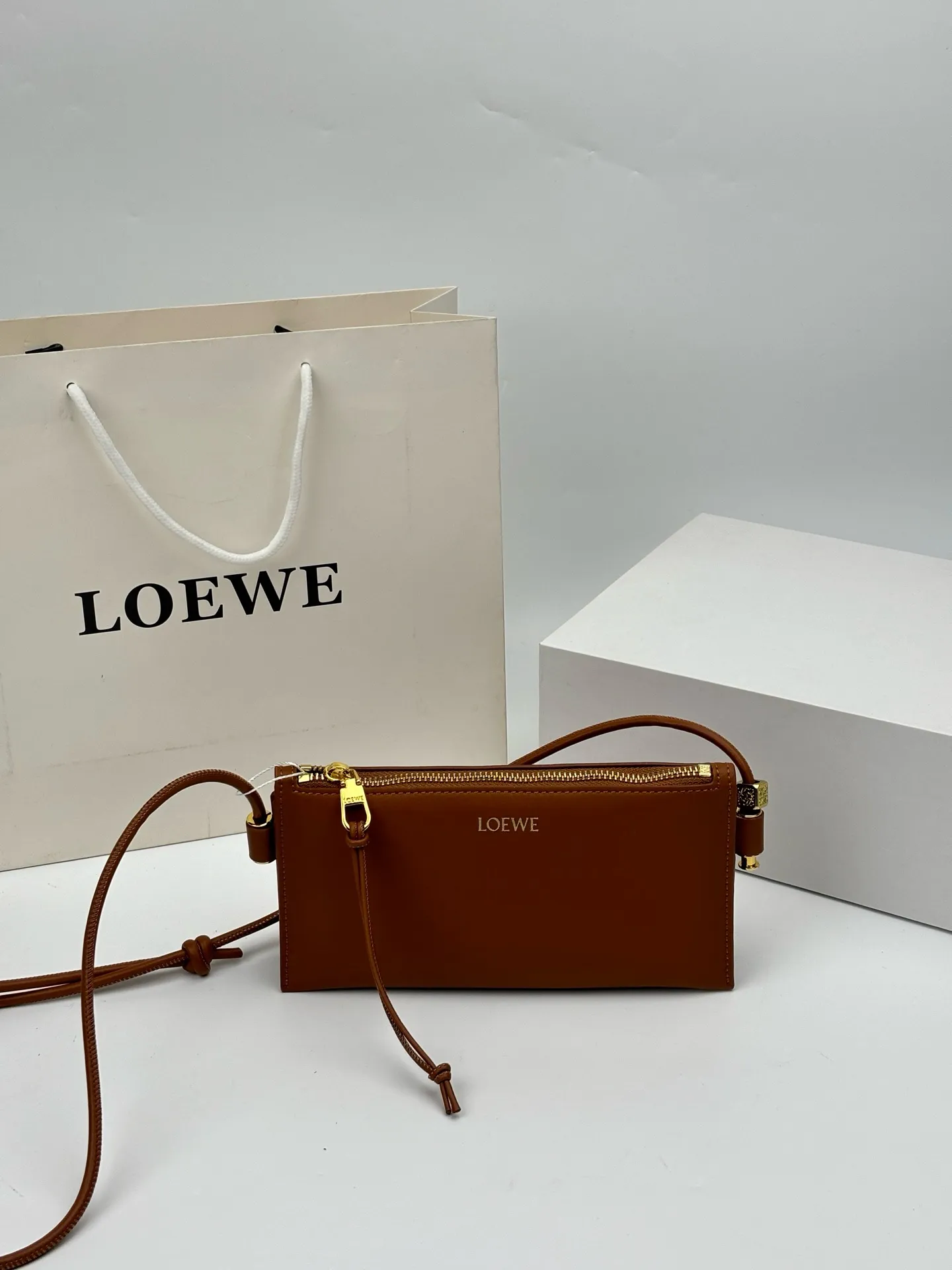 💰210 罗家新款 LOEW* Joya Pouch手袋，小牛皮+金色五金，简约又高级✨。可调节肩带，手拿、单肩、斜挎都OK，通勤休闲都能搭！手机卡包轻松装下，拉链设计更安全。低调奢华，实用又时髦，是LOEWE经典小包系列，精致女孩必入！尺寸22cm🌟