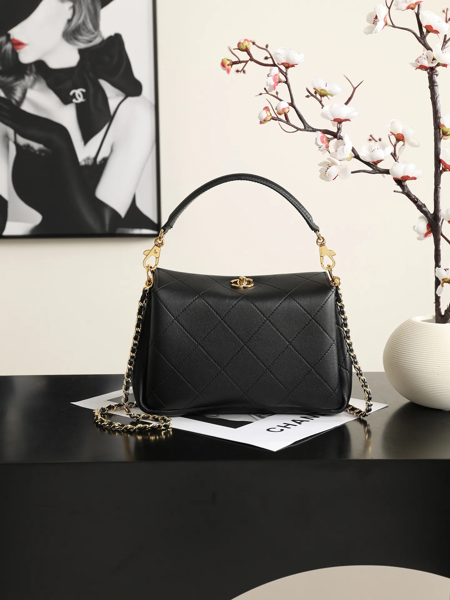 Chanel 26SS Black Quilted Leather Hobo Bag Ref 6255 Tax-Free Shipping Europe UK Germany France