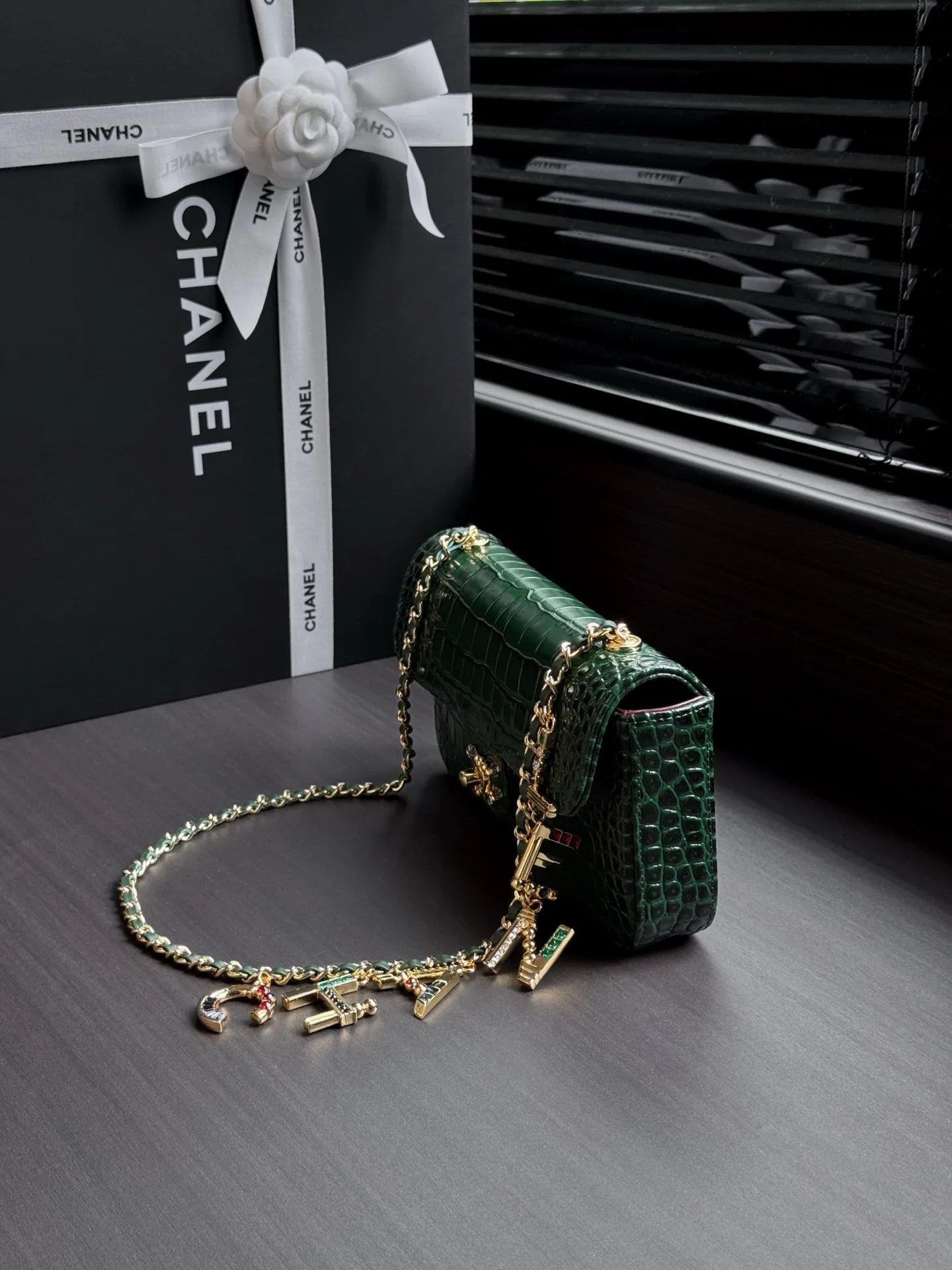 800🌸26A链条包鳄鱼纹 金色双C锁扣，低调又奢华✨。链条上&ldquo;CHANEL&rdquo;字母挂饰，彩色珐琅点缀，时髦感满分！尺寸适中，通勤、出街都超百搭，链条可单肩or斜挎，实用又优雅，是香奈儿手工坊系列的代表作，精致细节控必入！ 款号AS6340 尺寸12-22-4 配包装