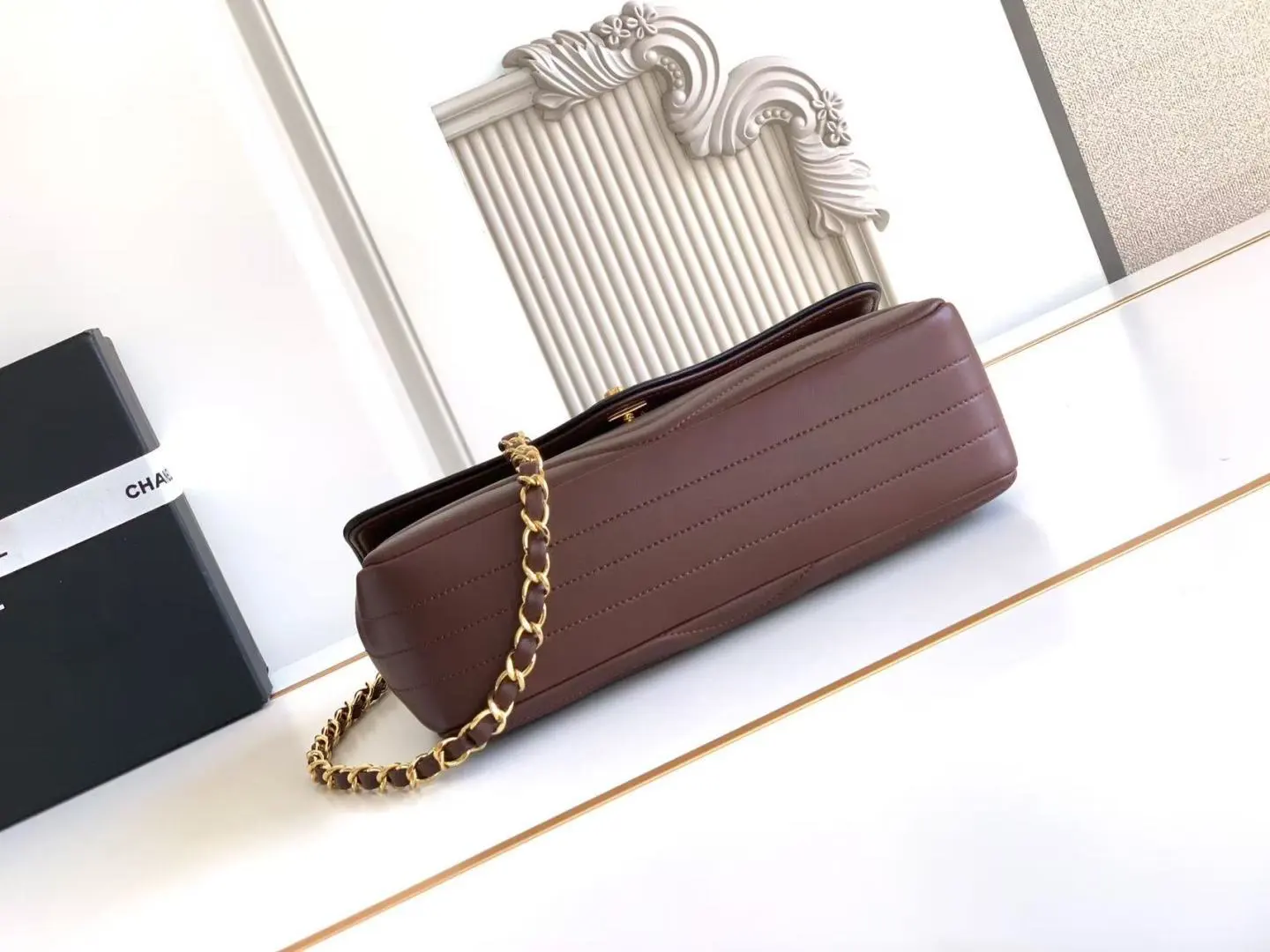 🇨🇳🇮🇹🇫🇷CHANEL AS6497氛围感波浪纹链条包,复古金扣经典耐看,柔韧好皮质,皮穿链设计,多种背法随心切换,日常出行百搭出彩 16x25.5x7cm:16x25.5x7cm